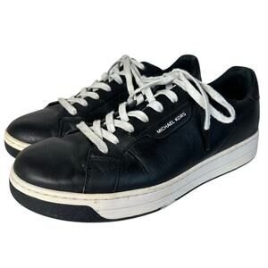 Michael Kors Sneakers Keating Low Top Lace Up Leather Shoes Black White 8